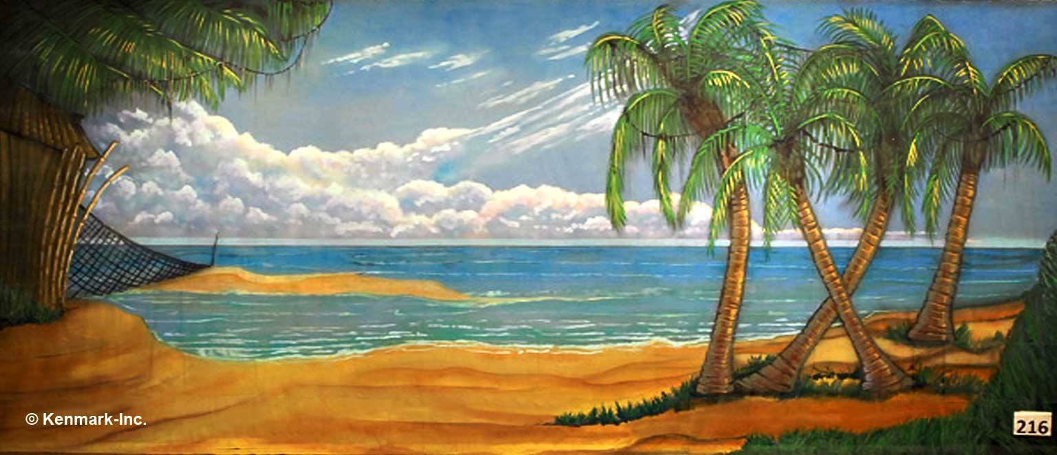 D216 Beach Scene with Palm Trees