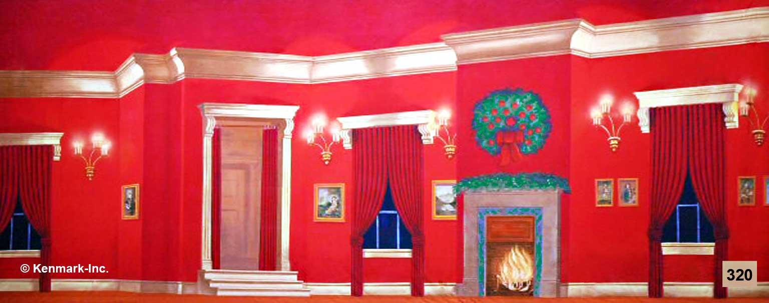 D320 Red Victorian Living Room