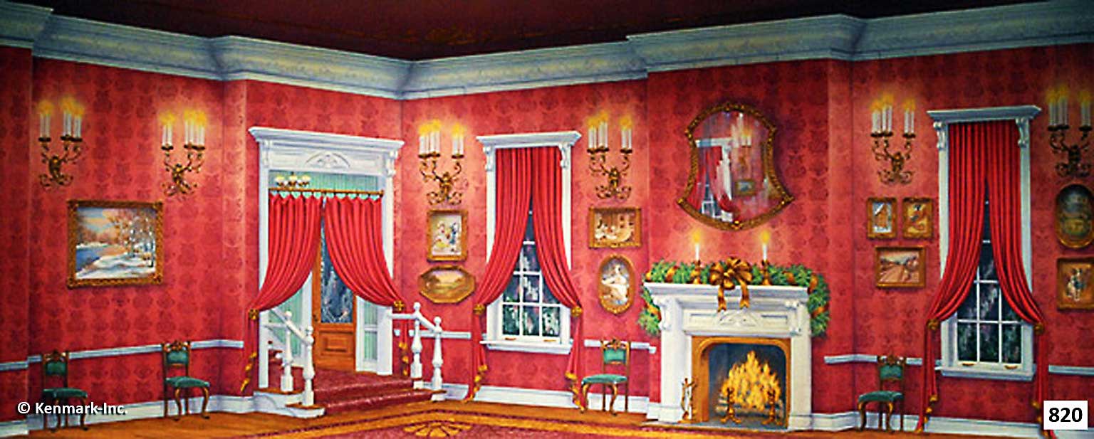 D820 Red Victorian Living Room